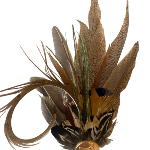Millinery made fedora feather pin.